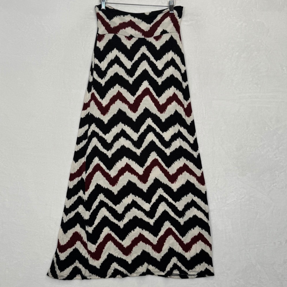 Wet Seal Black Burgundy Chevron Maxi Skirt Medium